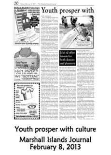 Youth prosper with culture.  Marshall Islands Journal