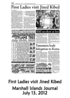 First Ladies visit Jined Kibed.  Marshall Islands Journal