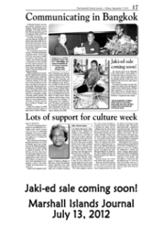 Jaki-ed sale coming soon.  Marshall Islands Journal